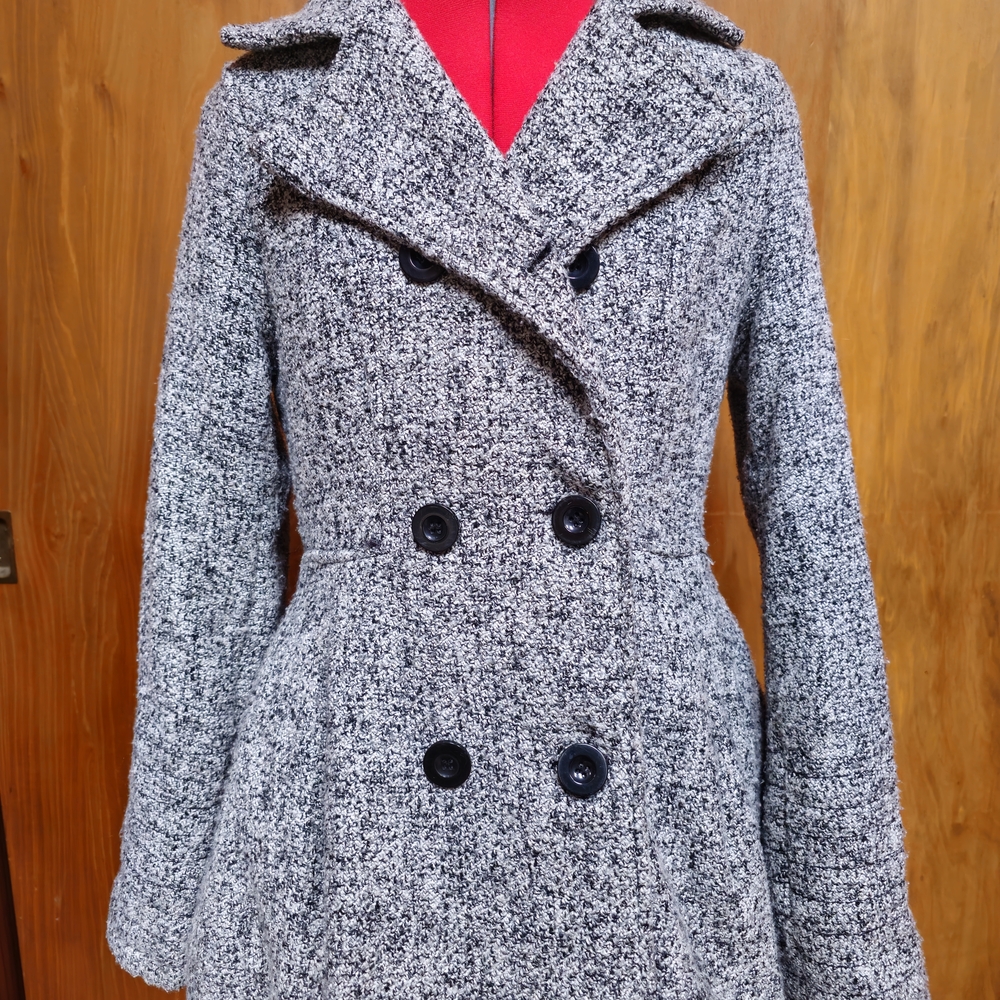 Xhilaration Women's Black and White Pea Coat